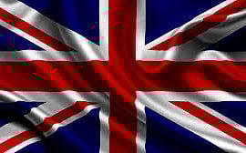 British Union Jack flag with red, white, and blue colors and distinctive cross pattern